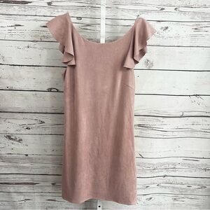 She + Sky Blush Pink Ruffle Sleeve Low Back Mini Dress Medium